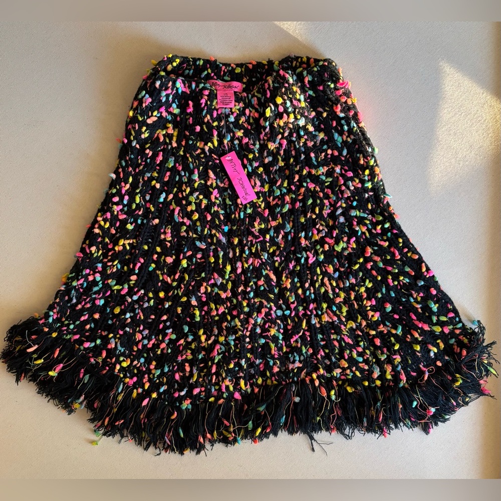 Betsey Johnson Black with Colorful Accents Poncho/ Size: L/XL / 12-14 - Picture 2 of 5